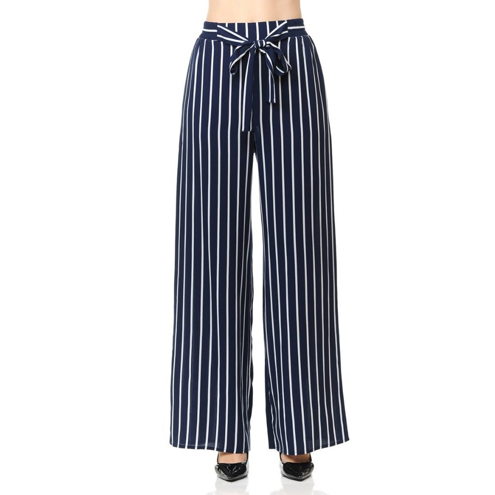 Vertical Striped Belted Pants